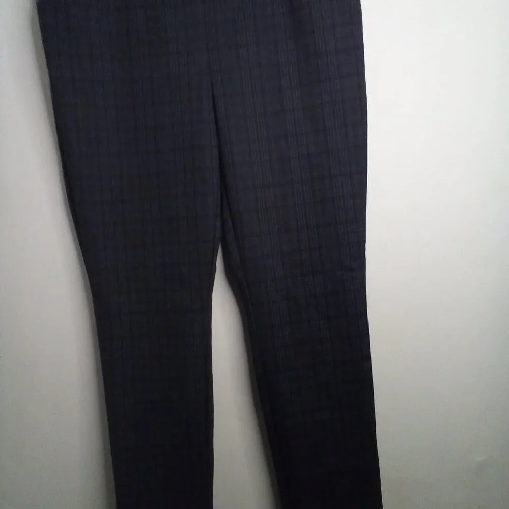 Dalia Pants Women XL Straight Leg Classic Plaid Gray Tan